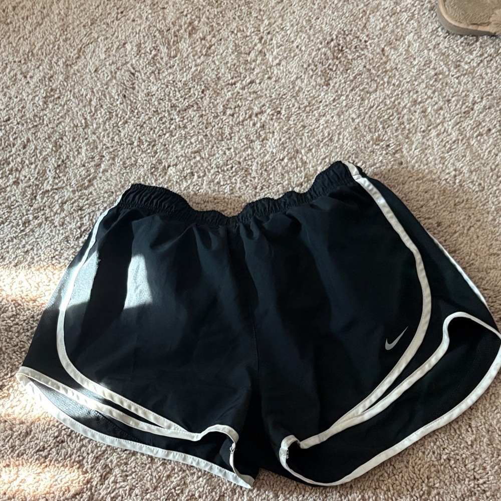Nike Women's Black and White Athletic Shorts
